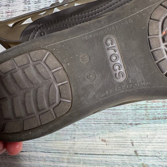 CROCS Brown Cutout Ballet Flats Slip-On Comfort Shoes 9 - Picture 3 of 4